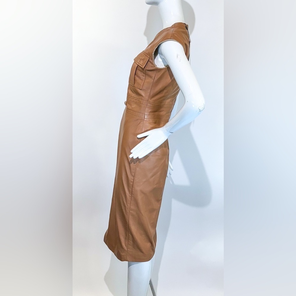 NWT KAREN MILLEN Leather Snaffle Trim Pocket Dress Size: 2 - Picture 5 of 8